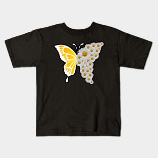 butterfly with the daisy flowers in spring Kids T-Shirt